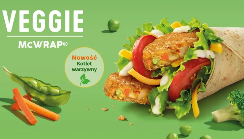 McWrap Veggie z kotletem warzywnym. Zastanawiasz się, ile kcal ma wege wrap z Mc?