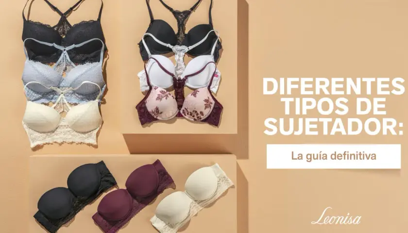Explora diferentes tipos de sujetador: una guía definitiva con estilos variados en negro, azul, blanco y burdeos.