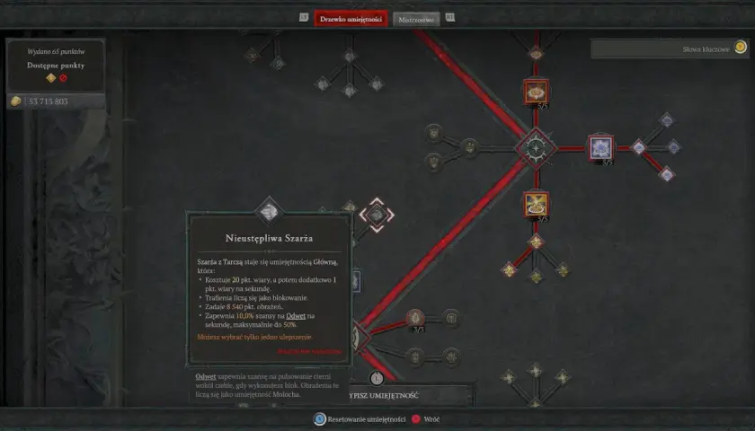 Drzewko umiejętności paladyna w Diablo 2 Resurrected. Skupia się na "Nieustępliwej Szarzy" i "Odwet", budując potężny diablo 2 resurrected paladyn build.