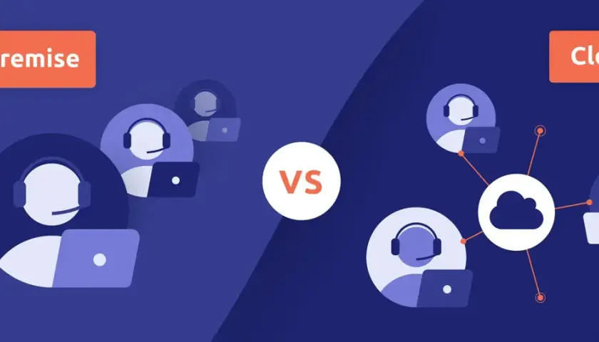 Comparaison visuelle entre une solution on-premise, avec des agents isolés, et une solution cloud, connectant les agents à un serveur central.