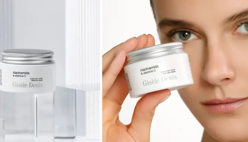 Crema Giséle Denis con niacinamida y vitamina C, para día y noche, de rápida absorción. Un toque de luminosidad para tu piel.