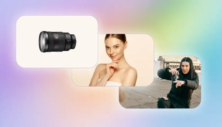Obiektyw, modelka i fotografka tworzą ostre zdjęcia.