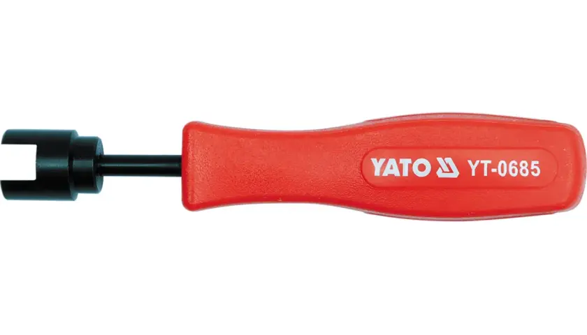 Czerwony ściągacz do bębnów Yato YT-0685 z czarną końcówką.