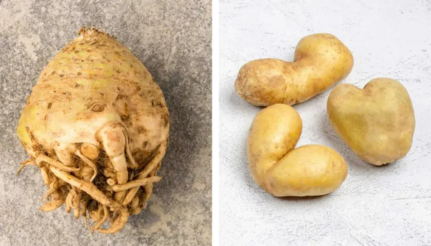 Rotfrukter och potatis, som är bra för antiinflammatorisk kost.