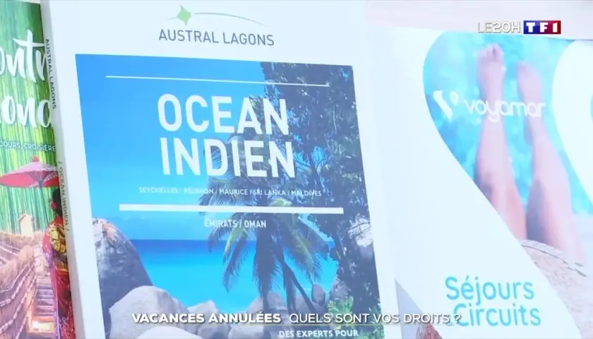 Vacances annulées : le remboursement est-il possible ? Le magazine "Océan Indien" et des publicités pour des voyages.