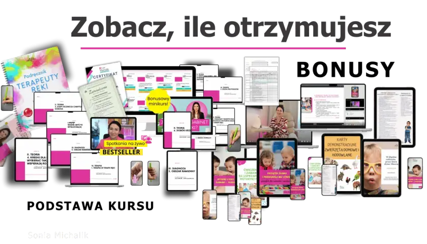 Podręcznik terapeuty ręki, certyfikaty, kursy online i spotkania na żywo. Praca terapeuty ręki to pomoc dzieciom.