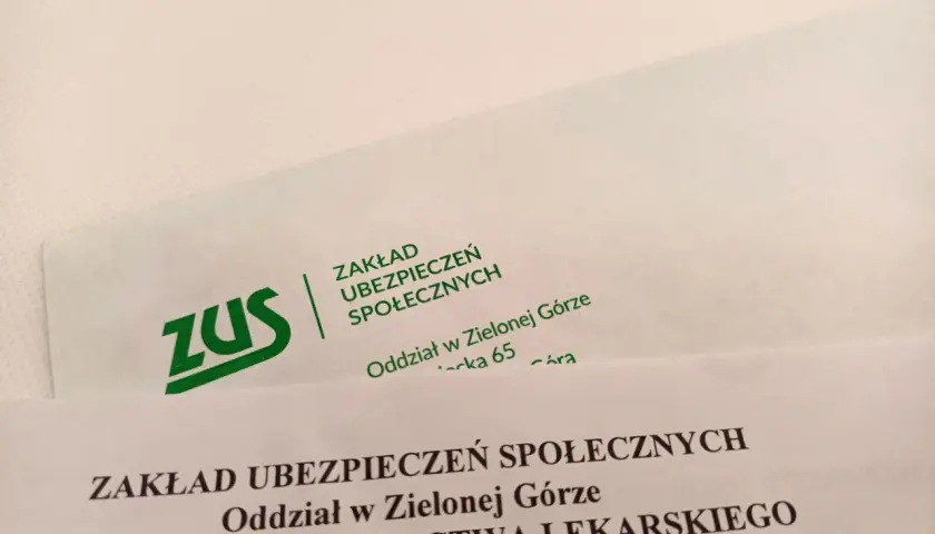 Dokument ZUS z Zielonej Góry, Wydział Orzecznictwa Lekarskiego. Dotyczy oceny stopnie niepełnosprawności.