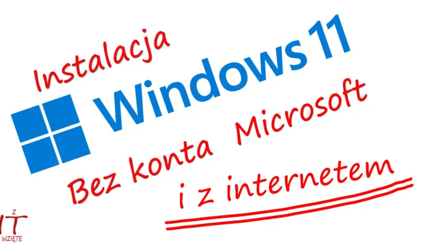 Instalacja Windows 11 bez konta Microsoft i z internetem. Logo Windows.