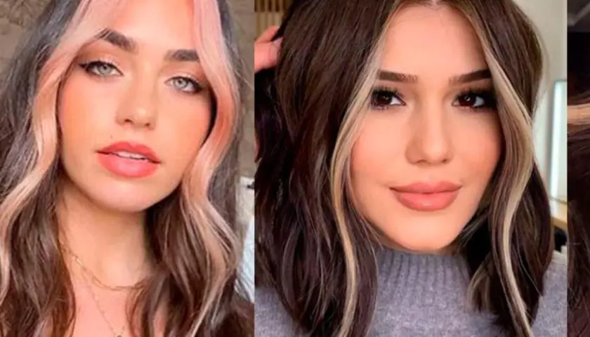 Dos mujeres lucen peinados con mechas chunky: una con mechones rosados y otra con rubios.