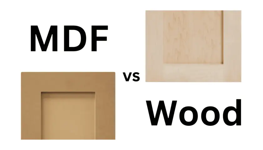 MDF vs. real wood: A close-up comparison of a plain MDF panel and a natural wood panel, showing the difference in texture and grain.