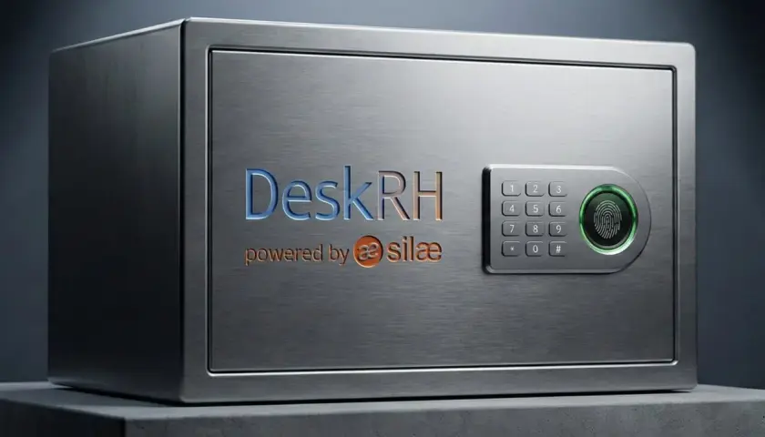 Coffre fort numérique DeskRH, solution pour l'obligation employeur. Sécurisé par empreinte digitale et clavier numérique.