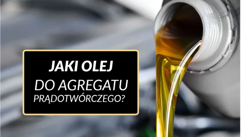 Jaki olej do agregatu prądotwórczego 4-suw? Złoty płyn leje się z pojemnika, sugerując wybór odpowiedniego smarowania.