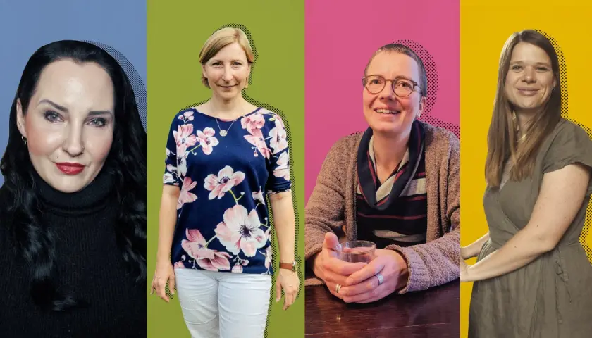 Vier Frauen, die über ihre Kritik an der Kirche sprechen.