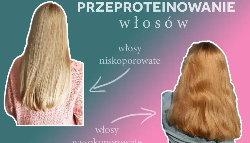 Przed i po: zdrowe, gładkie włosy niskoporowate kontra zniszczone, szorstkie włosy wysokoporowate. Uważaj na przeproteinowanie włosów!