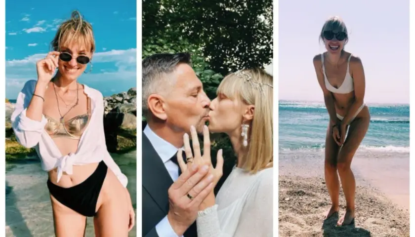 Krzysztof Ibisz żona na ślubnym kobiercu i na plaży. Uśmiechnięta, w bikini i z mężem.