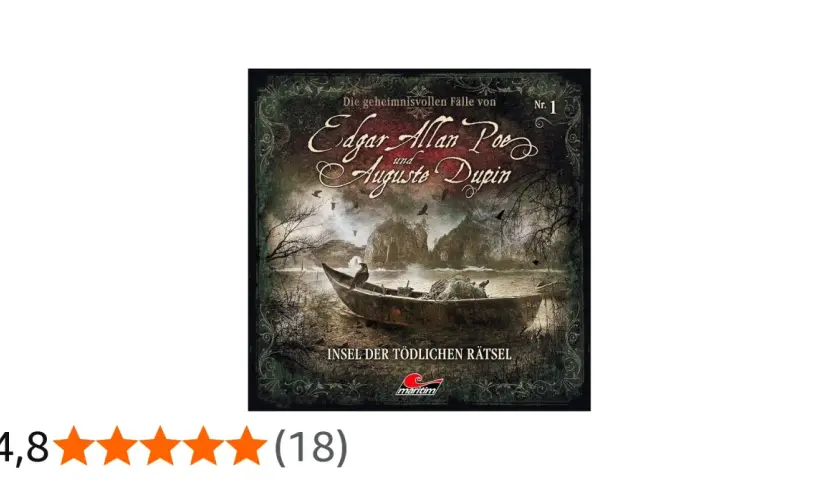 Buchcover: "Die geheimnisvollen Fälle von Edgar Allan Poe und Auguste Dupin", Nr. 1, "Insel der tödlichen Rätsel". Die Dupin-Reihenfolge beginnt hier.