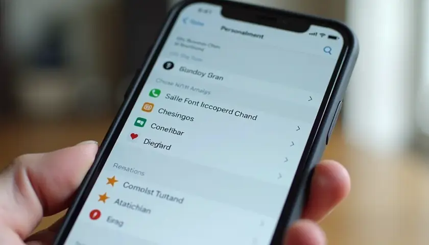 Jak zmienić czcionkę w telefonie? Na ekranie widać menu personalizacji z listą opcji, w tym "Salle Font".