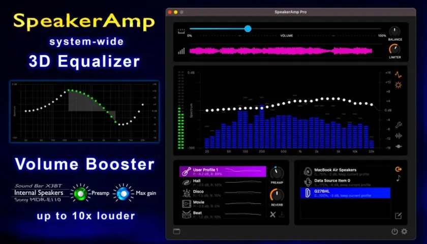 SpeakerAmp Pro: Ein systemweiter 3D-Equalizer für Windows 10, der den Klang verbessert und die Lautstärke bis zu 10x erhöht.