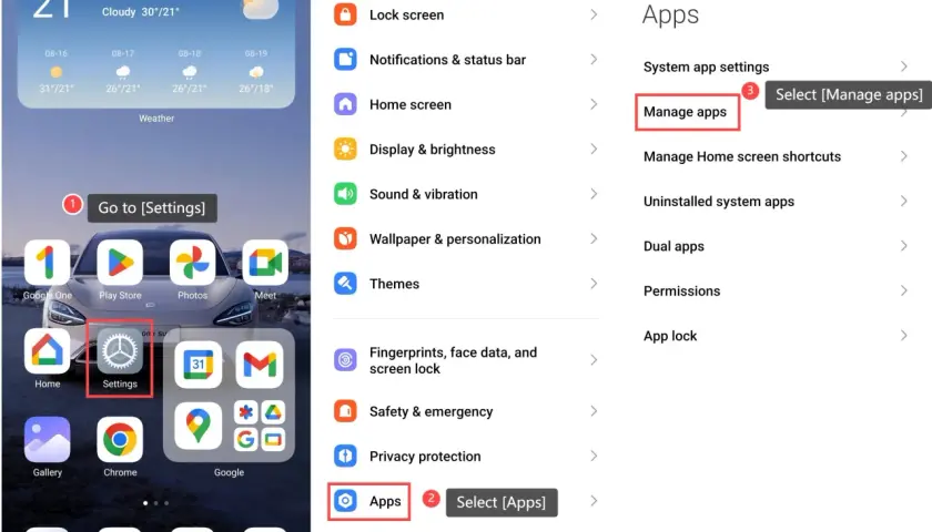 Jak wyłączyć reklamy w Xiaomi: wejdź w Ustawienia, następnie Aplikacje, wybierz Zarządzaj aplikacjami.