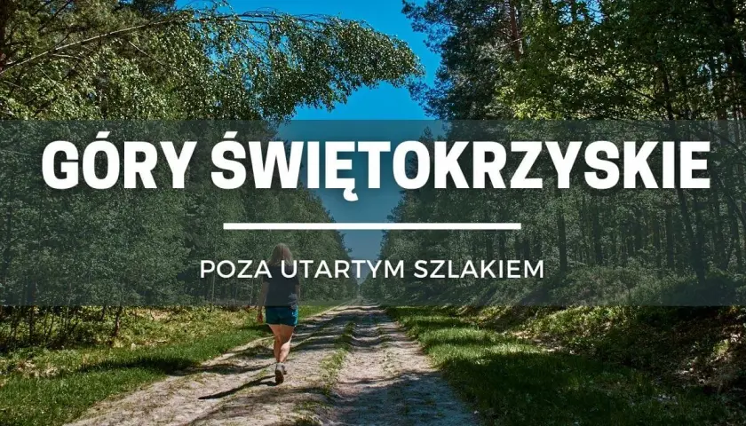 Kobieta idzie leśną drogą, odkrywając nieznane szlaki w Górach Świętokrzyskich.