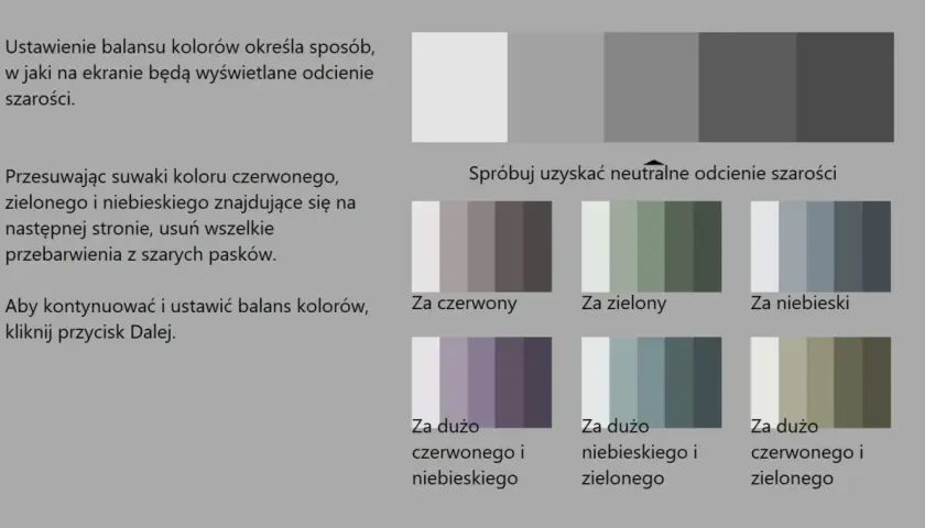 Jak skalibrować monitor do obróbki zdjęć: instrukcja z przykładami neutralnych odcieni szarości po korekcie balansu kolorów.