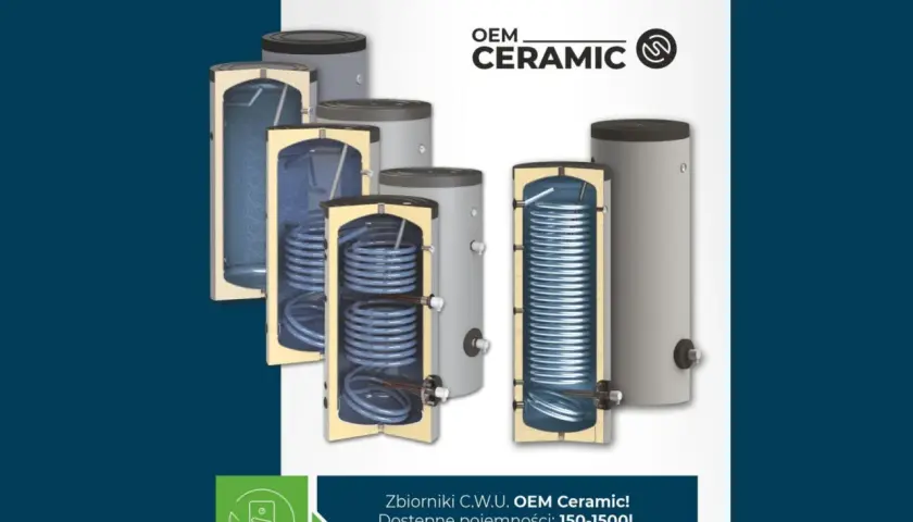 Zbiorniki C.W.U. OEM Ceramic! Przekroje pokazują spiralę grzewczą. Dostępne pojemności 150-1500l.