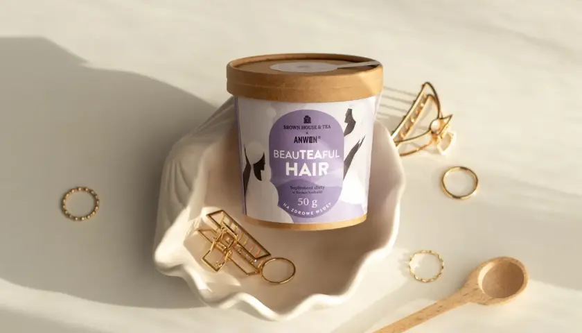 Suplement diety "Beautèaful Hair" w formie herbatki, idealny dla tych, którzy szukają odpowiedzi na pytanie: jakie witaminy na włosy.