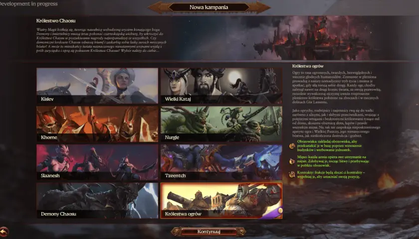Wybierz jedną z frakcji Total War: Warhammer 3, by rozpocząć nową kampanię.