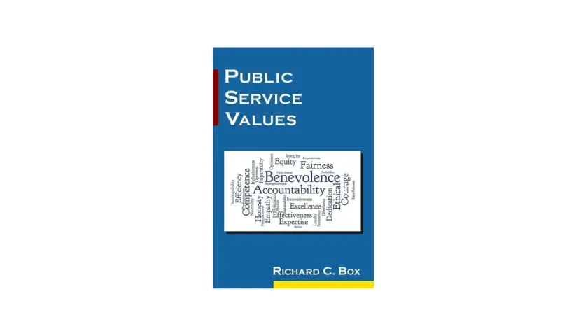 A word cloud visually represents public service values like integrity, fairness, benevolence, and accountability, highlighting the core principles of public service.