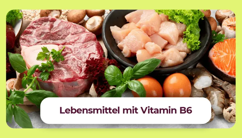 Rindersteak, Hähnchenbrust, Lachs, Garnelen und Eier sind Lebensmittel mit Vitamin B6.
