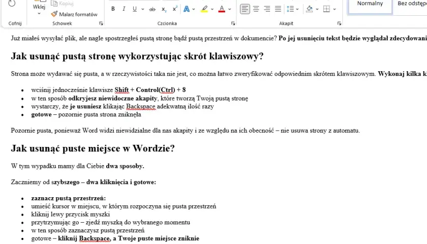 Jak usunąć sieroty w Wordzie i poprawić formatowanie dokumentu