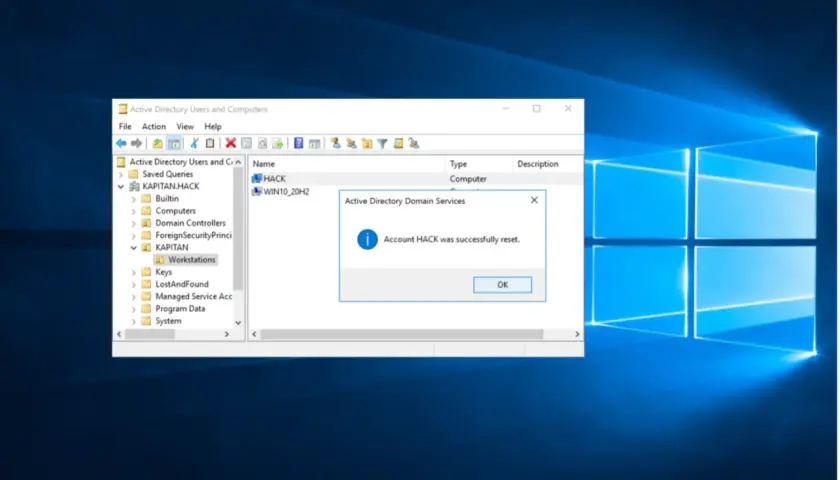 Komunikat "Account HACK was successfully reset" w Active Directory. Czy to backdoor?