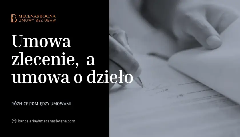 Umowa zlecenie, a umowa o dzieło – poznaj różnice. Dłoń podpisuje dokument, symbolizując zawarcie umowy.