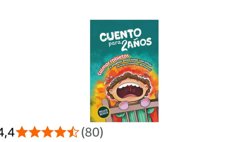 Portada de libro infantil "Cuento para 2 años" que enseña a calmar rabietas y emociones, con ilustración de un bebé llorando.