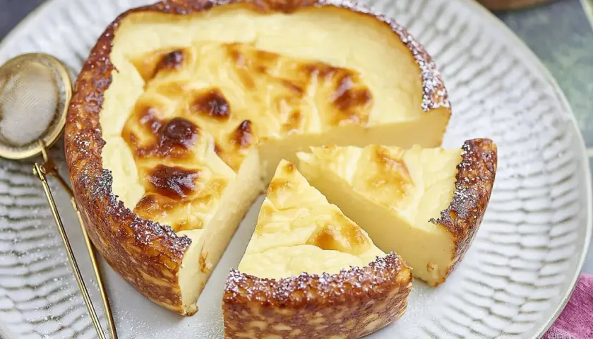 Un délicieux flan sans pâte, doré et crémeux, saupoudré de sucre glace. Parfait pour une recette facile et gourmande.