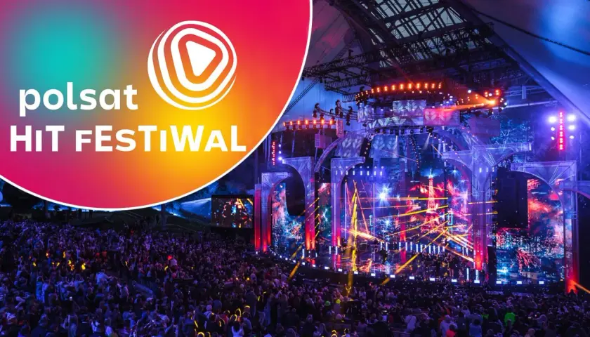 Koncertowa noc na Polsat Hit Festiwal. Tłumy bawią się pod sceną oświetloną feerią barw.