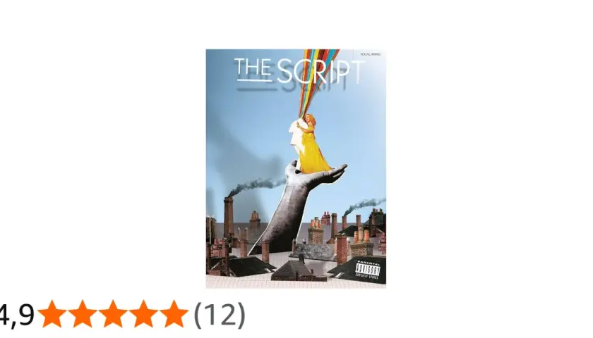 Okładka albumu "The Script" z parą obejmującą się pod tęczą, unoszoną przez dłoń nad miastem. To muzyczne **breakeven** w emocjach.