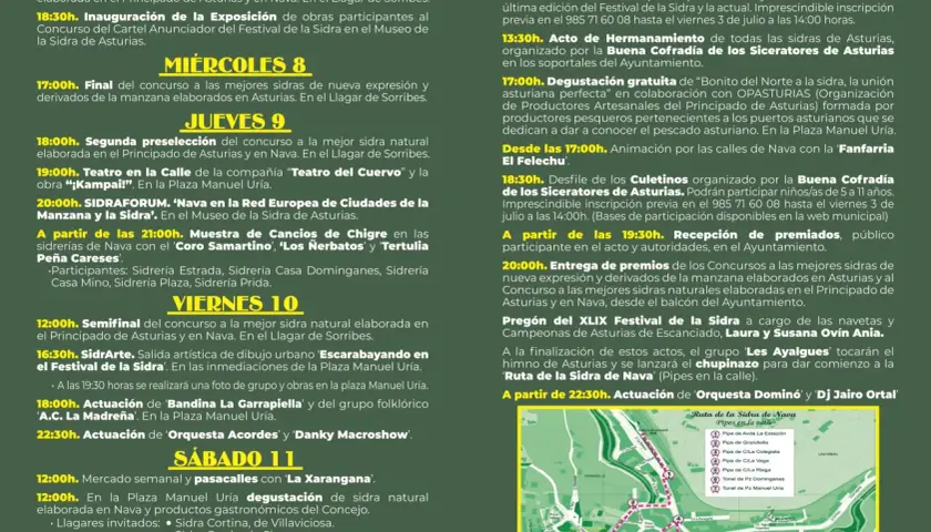 Programa del festival de la sidra en Nava: concursos, degustaciones, teatro y música. ¡No te pierdas la ruta de la sidra!