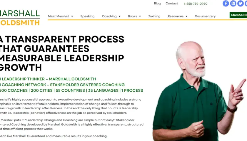 Marshall Goldsmith, a leader in life coaching niches, offers a transparent process for measurable leadership growth.