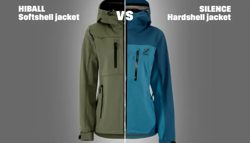 Zielona kurtka softshell vs. niebieska kurtka hardshell. Co to znaczy kurtka outdoor? To odzież chroniąca przed warunkami atmosferycznymi.