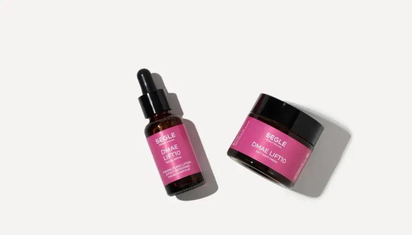 Set de cuidado facial Segle con DMAE Lift10: sérum y crema día/noche.