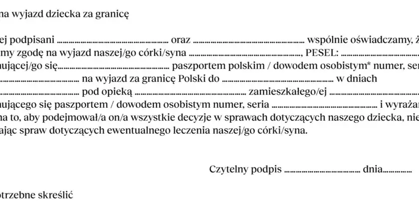 Jak napisać zgodę na wyjazd dziecka - uniknij problemów prawnych
