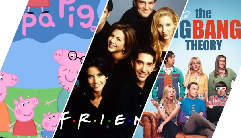 Peppa Pig, Friends e The Big Bang Theory, un collage di serie inglesi per ogni età.