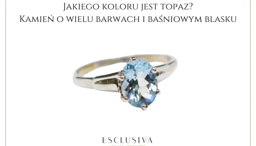 Srebrny pierścionek z owalnym, błękitnym topazem. Kamień ten, znany z magicznych właściwości, zachwyca baśniowym blaskiem.