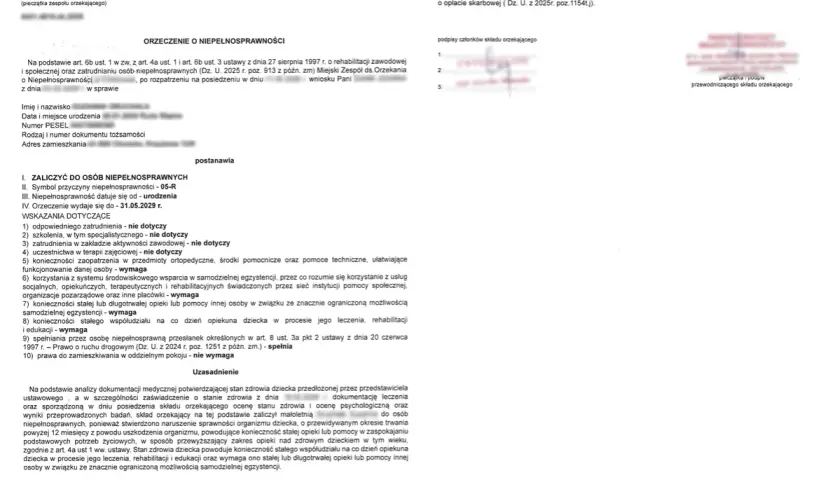 Orzeczenie o niepełnosprawności dziecka, wskazujące na potrzebę stałej opieki. Czy pracownik może wycofać orzeczenie o niepełnosprawności? Tak, można zrzec się prawa do odwołania.