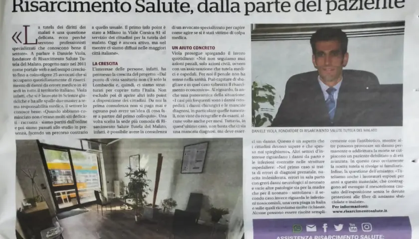 Daniele Viola, fondatore di Risarcimento Salute, parla di avvocati specializzati in diritto sanitario che tutelano i pazienti.