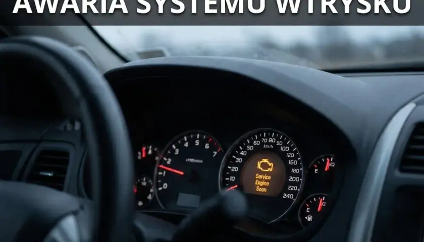 Awaria systemu wtrysku. Na desce rozdzielczej świeci się kontrolka "Service Engine Soon", sygnalizując problem.
