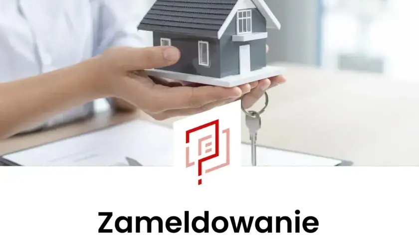 Ręce trzymają model domu i klucze. Czy najemca może zameldować kogoś? Zameldownie.