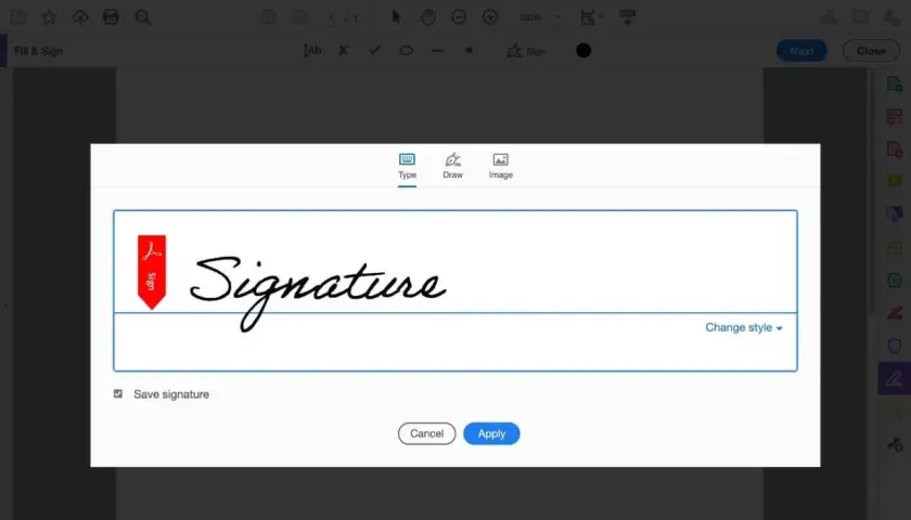 Firma tu documento con certificado digital gratis. Elige entre escribir, dibujar o subir una imagen para tu firma.