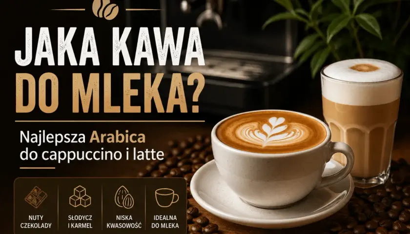 Jaka kawa do latte? Najlepsza Arabica z nutami czekolady i karmelu, niska kwasowość, idealna do mleka.
